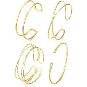 Gold Arm Cuff Bracelet Women Summer Beach Stacked Jewelry Stylish